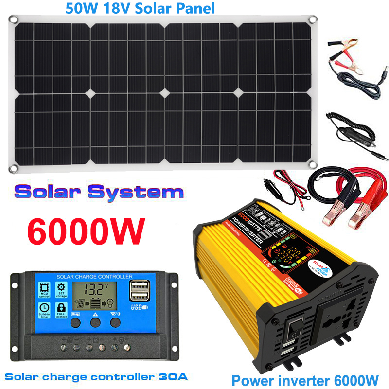 Renewable Energy Kit - 110V/220V Solar Panel System 50W 18V