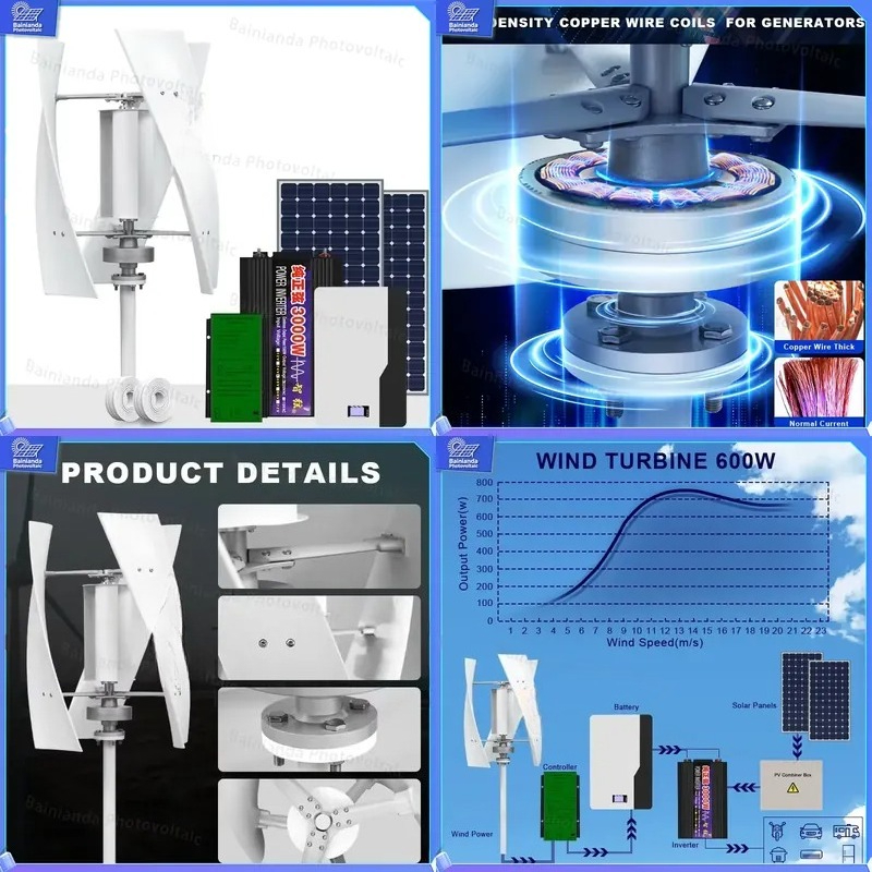 Renewable Energy Kit - Vertical Wind Turbine Generator Solar Panel